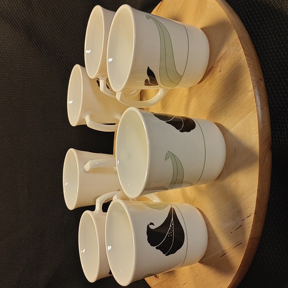 Corning Black Orchid/Lilly Cups/ Mugs set of 7